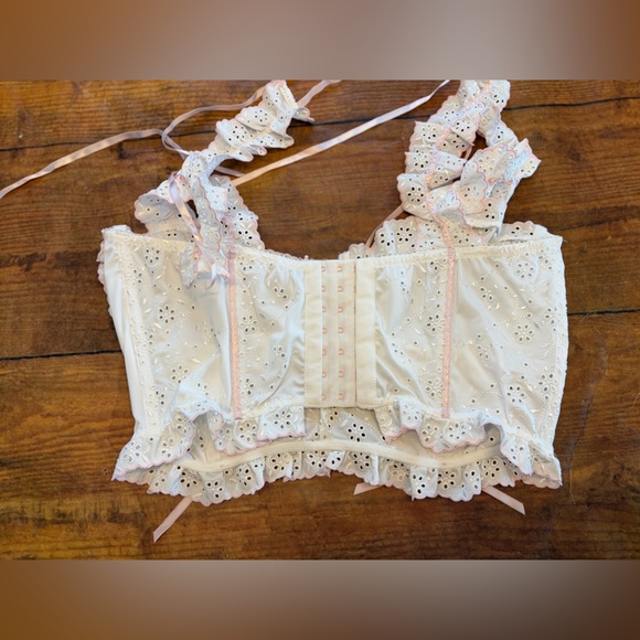 For Love And Lemons White and Pink Lace Bralette - Picture 8 of 9